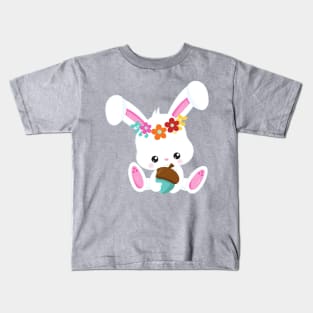 Spring Animals, Cute Bunny, Little Bunny, Flowers Kids T-Shirt